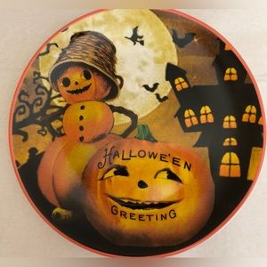 Mr Christmas Halloween Salad Plates Pumpkin Cat NWT